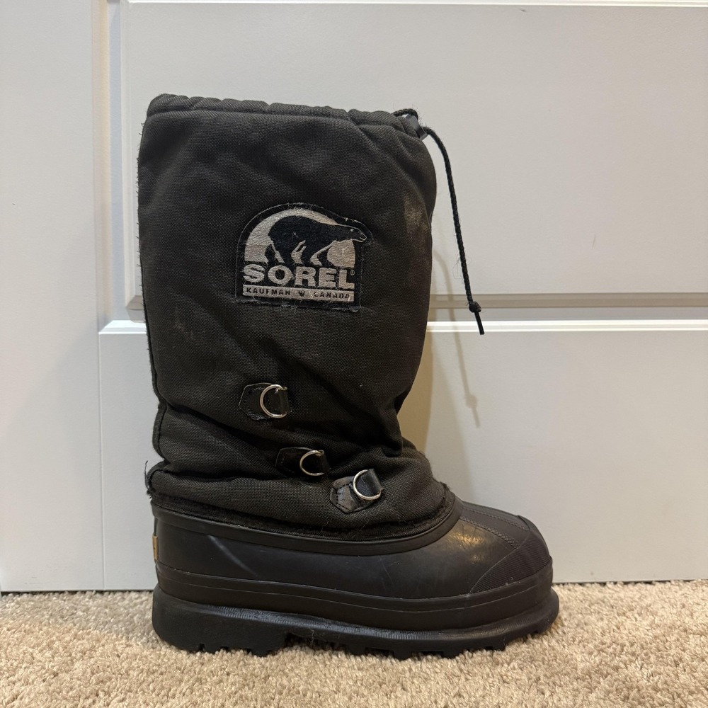 Vintage Sorel Kaufman Snow Boots‎ Womens Size 6 Black Waterproof Canada 90s